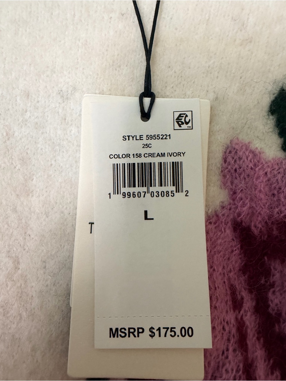 Ted Baker Cream Crewneck Sweater with Pink and Purple Floral Intarsia - Picture 6 of 10